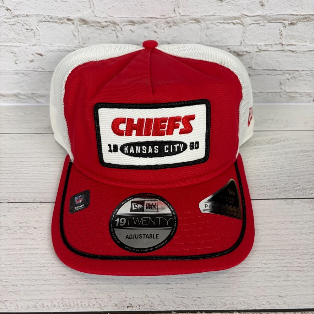New Era Kansas City Chiefs 19TWENTY Adjustable Hat Cap NFL Patch Red White NEW